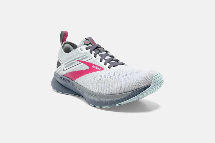 Brooks Israel Ricochet 3 Road Running Shoes Womens - White/Pink - EYL-126758